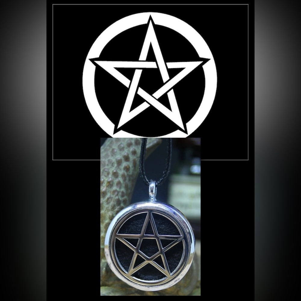 $5 Silver Pentacle Pendant Necklace Obsidian~New~$5 WHEN BUNDLED WITH 3 OR MORE